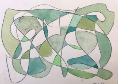 Greens (20x16 charcoal pencil watercolor)