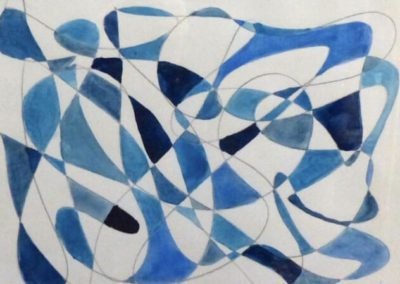 Spinning the Blues (27.5x21.5 framed charcoal pencil & watercolor)