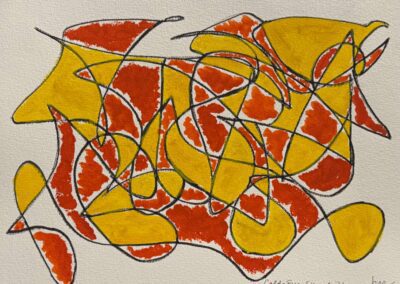 Calder Fire (14.25x19.25 charcoal pencil & watercolor 2021)