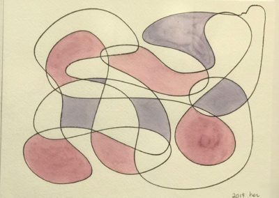 Pink Dreams and Violet (13x10 archival ink & watercolor)