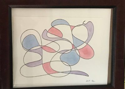 Summer Lightness (17.5x14 framed archival ink & watercolor)