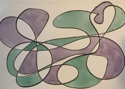 The Dancers (10x7 archival ink, gouache watercolor)