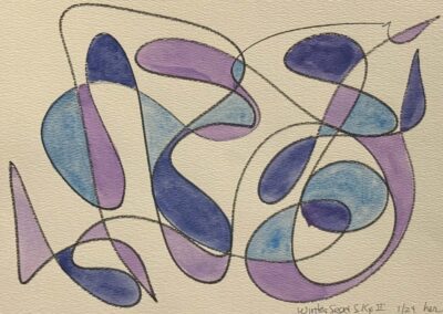 Winter Sea & Sky II (12x9 charcoal pencil & watercolor 2024)